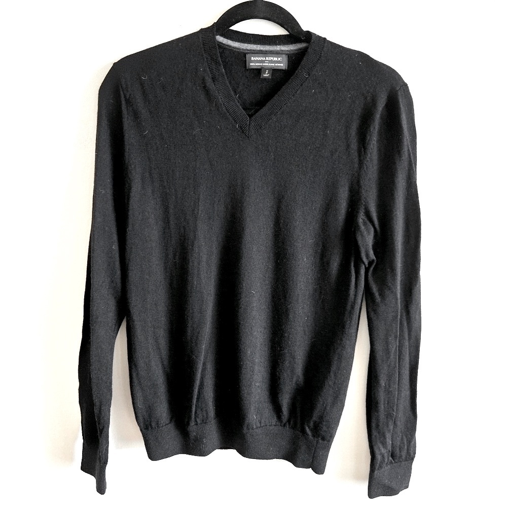 BR BANANA REPUBLIC I Oversized S 100% Merino Wool Knit Sweater I black